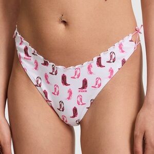 PINK Cotton lace-trim thong 💞